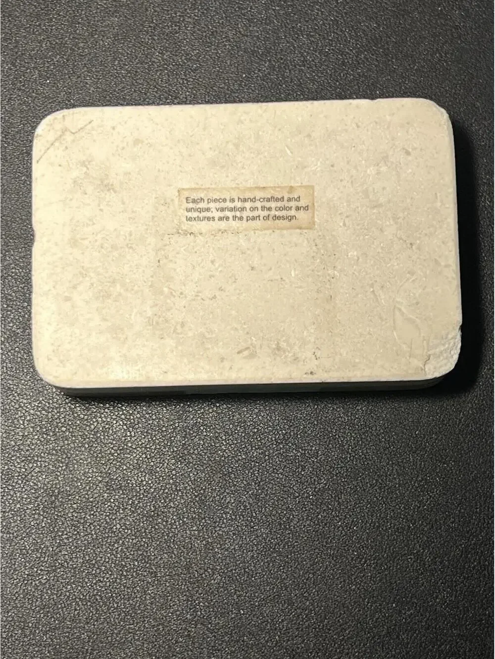 India 1990s Marble Travertine Handcrafted Two-Tone Soap Dish, 4.75x3”